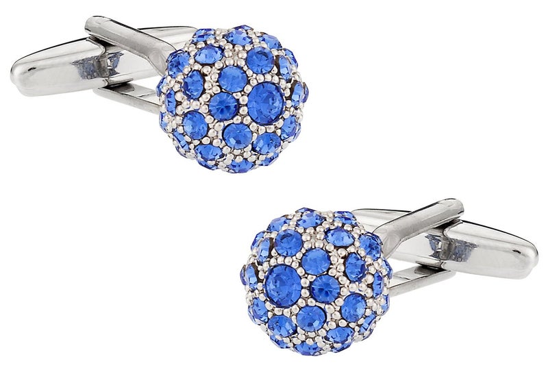 Cuff-Daddy Sapphire Blue Ball Cufflinks with Presentation Gift Box - Perfect for Travel - Image 1