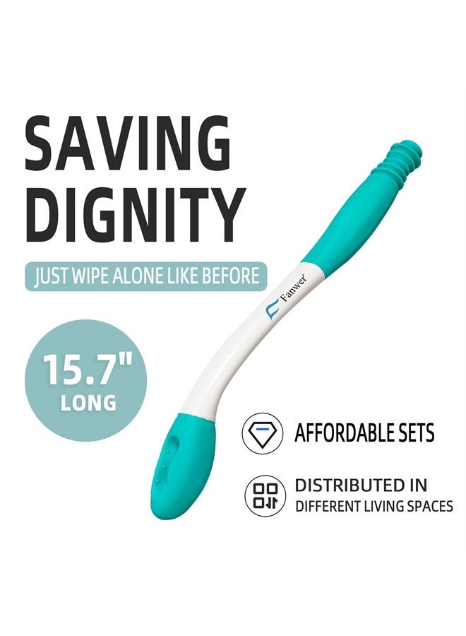 Fanwer Toilet Aids for Wiping - 15.7" Long Reach Comfort Butt Wiper Tools - Bathroom Bottom Buddy Wiping Self Assist for Disabled,Elderly,Pregnant,Overweight People and Back Surgery Recovery (2 Pack) - Image 2