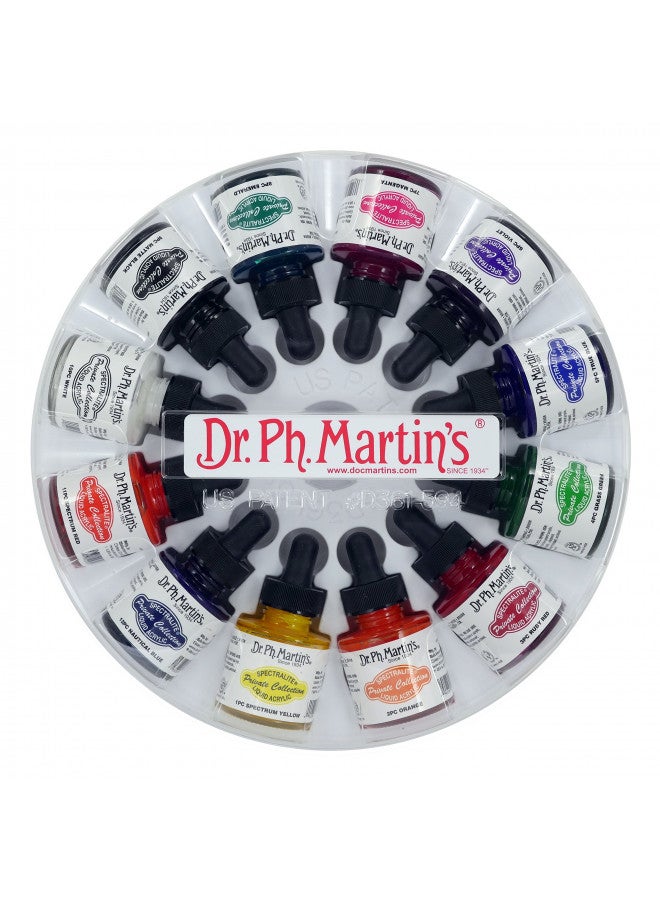 Dr. Ph. Martin's Spectralite Private Collection Liquid Acrylics (Set 1) Acrylic Paint Set, 1.0 oz, Set 1 Colors, 1 Set of 12 Bottles - Image 1