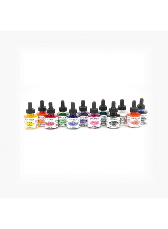 Dr. Ph. Martin's Spectralite Private Collection Liquid Acrylics (Set 1) Acrylic Paint Set, 1.0 oz, Set 1 Colors, 1 Set of 12 Bottles - Image 4