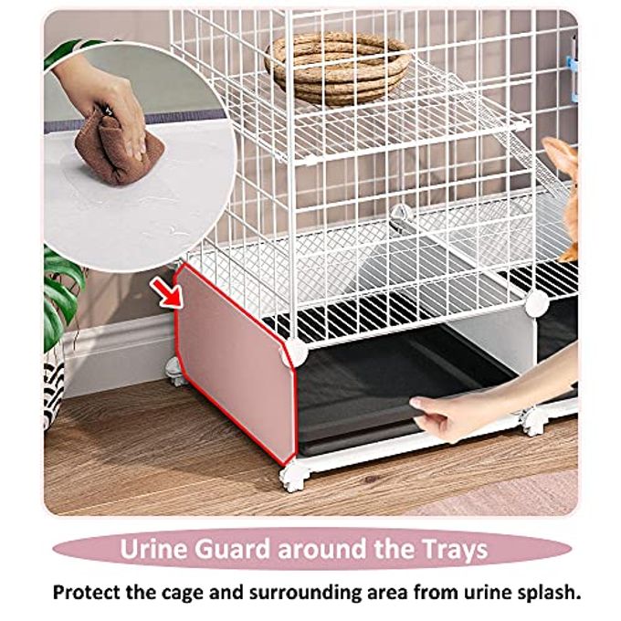 rayihni 2-Story Small Rabbit Cage Indoor Bunny Hutch With 2 Deep Pull-Out Trays And Urine Guard, Guinea Pig Cage Metal Wire Netting Villa, Small Animals House For Ferret, Chinchilla, Hedgehog - Image 5
