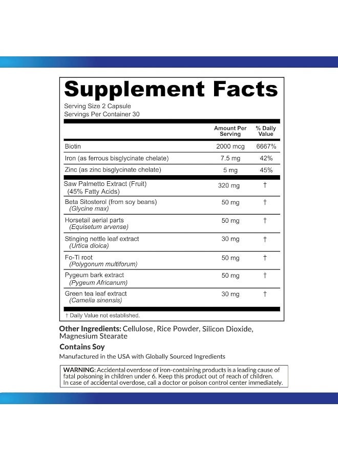 PURE RESEARCH Restoriden DHT Blocker Hair Loss Supplement - Supports Healthy Hair Growth - Image 2