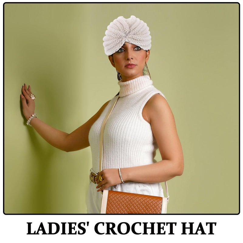Womens Winter Knit Bucket Hat Soft Cream Beanie Lightweight Warm Crochet Skull Cap - Image 4
