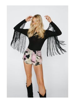 Long Sleeve Fringed Bodysuit
