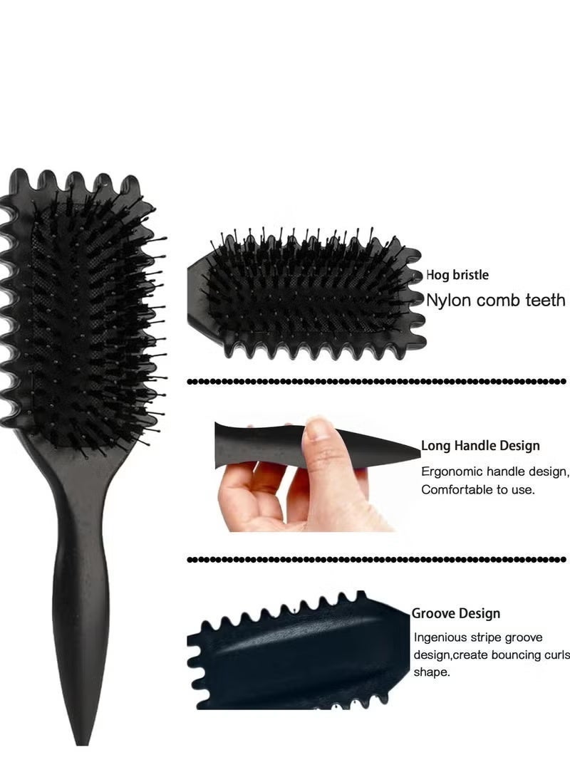 Gecomo 2025 Newest Bounce Curl Brush, Bounce Curl Defining Brush, Curl Defining Brush, Hair Brush Styling Brush, Shaping and Defining Curls for Women and Girls (Color: Black) - Image 4