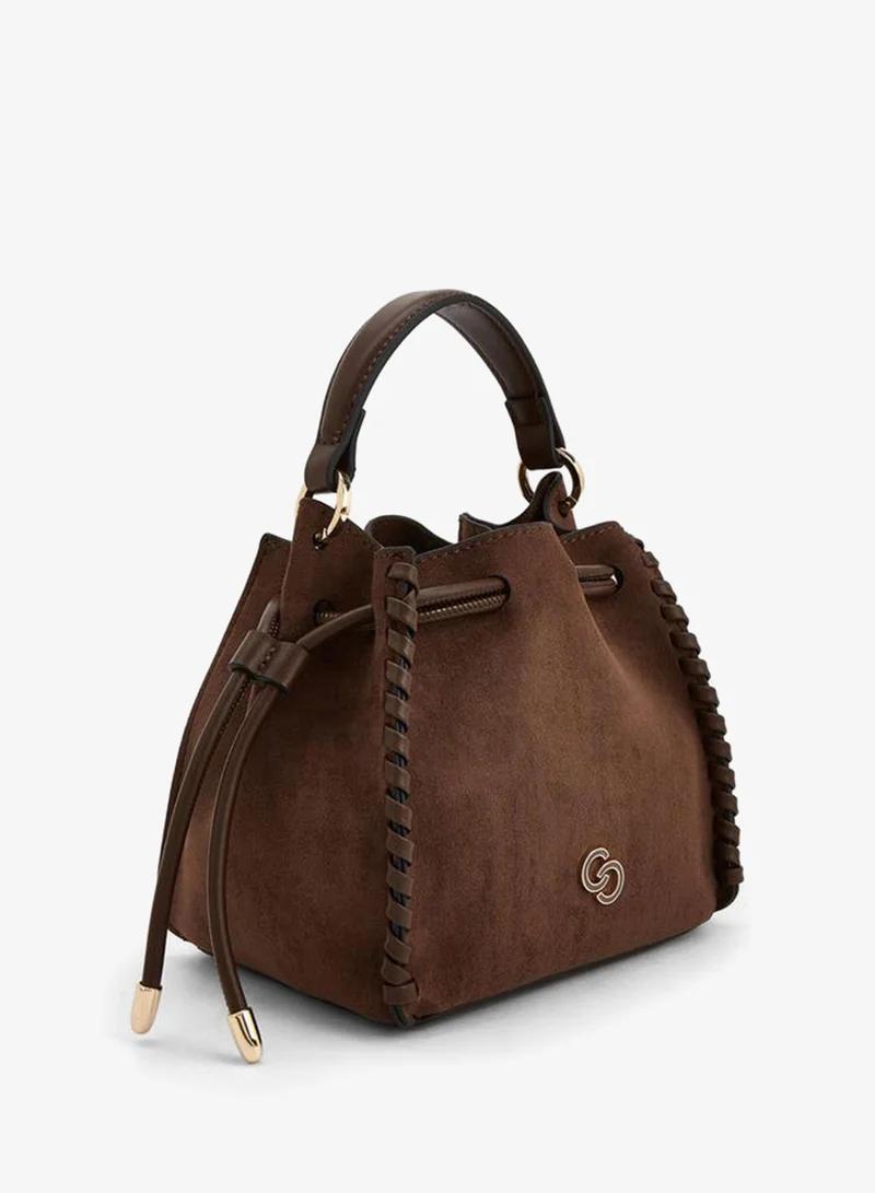 Celeste BROWN Suede Bucket Bag With Detachable Strap for Women | Best Price UAE