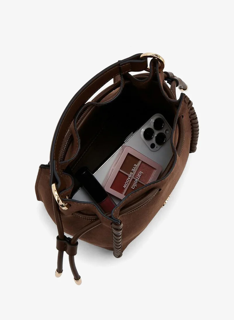 Celeste BROWN Suede Bucket Bag With Detachable Strap for Women | Best Price UAE