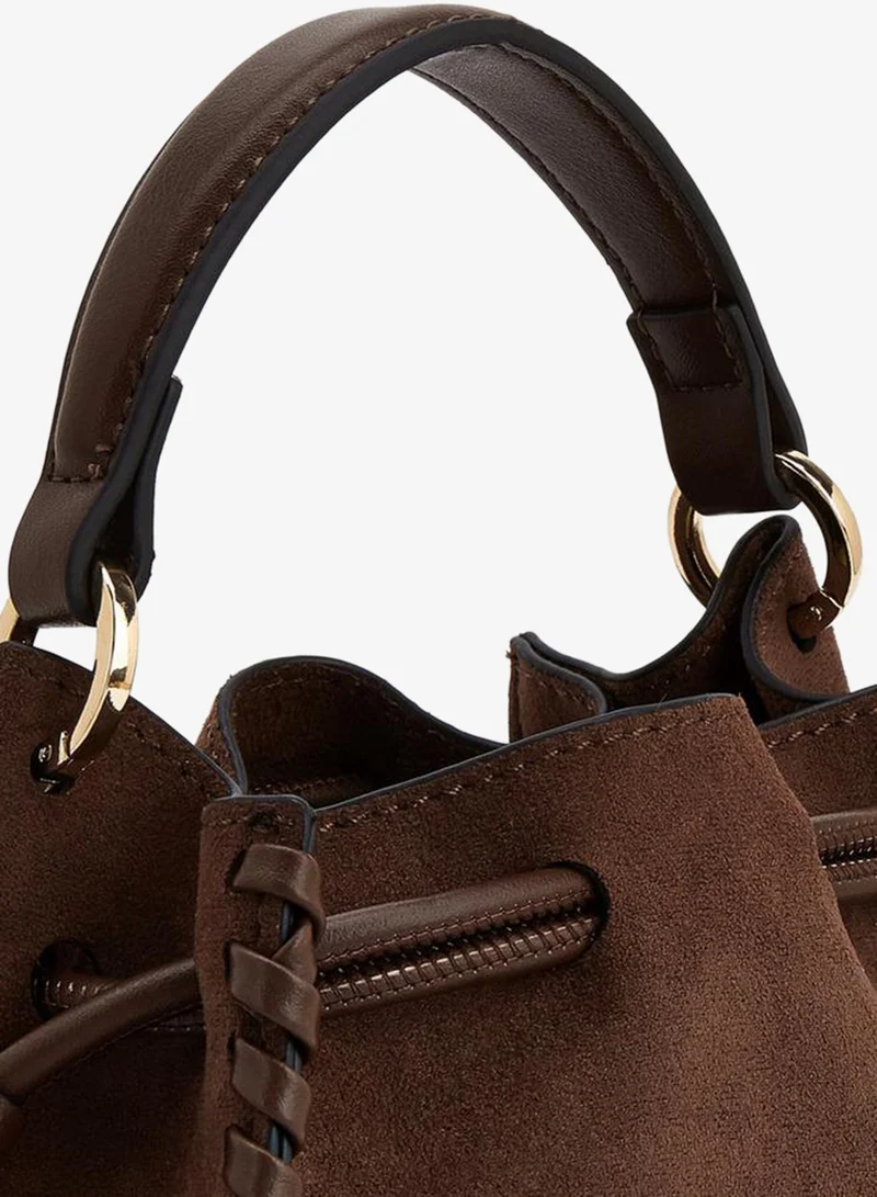 Celeste BROWN Suede Bucket Bag With Detachable Strap for Women | Best Price UAE