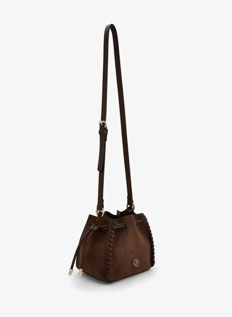 Celeste BROWN Suede Bucket Bag With Detachable Strap for Women | Best Price UAE