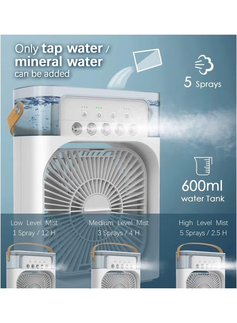 Air Cooler Fan with USB Rechargeable Cooling, Humidifier & LED Night Light – Mini Personal Air Conditioner for Home, Office, Bedroom, Travel & Outdoor Use, Quiet Energy Saving Design - Image 5