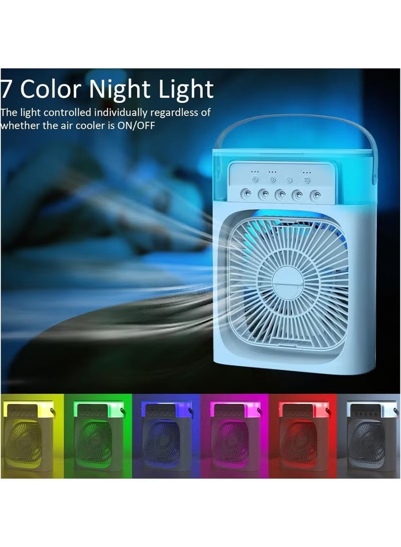 Air Cooler Fan with USB Rechargeable Cooling, Humidifier & LED Night Light – Mini Personal Air Conditioner for Home, Office, Bedroom, Travel & Outdoor Use, Quiet Energy Saving Design - Image 2