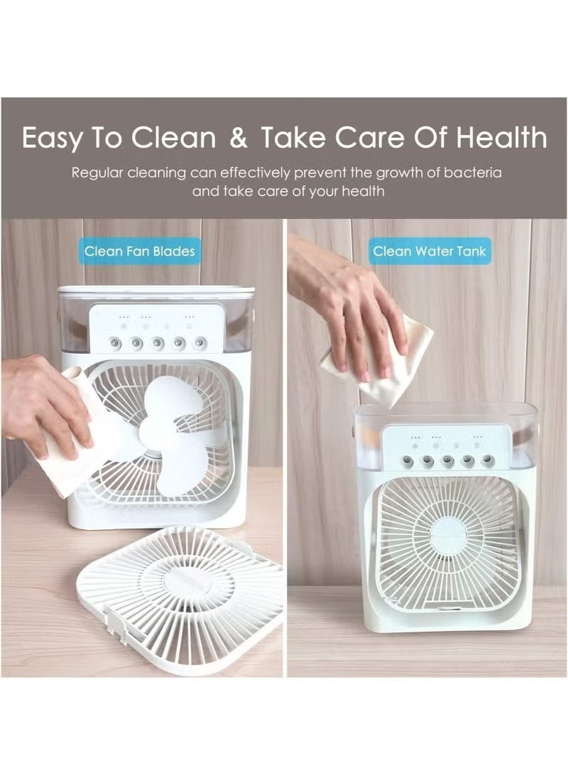Air Cooler Fan with USB Rechargeable Cooling, Humidifier & LED Night Light – Mini Personal Air Conditioner for Home, Office, Bedroom, Travel & Outdoor Use, Quiet Energy Saving Design - Image 4