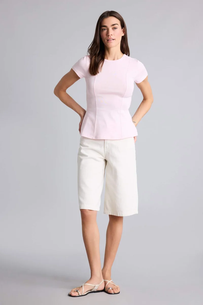 ديفاكتو Slim Fit Crew Neck Ribana Short Sleeve T-Shirt