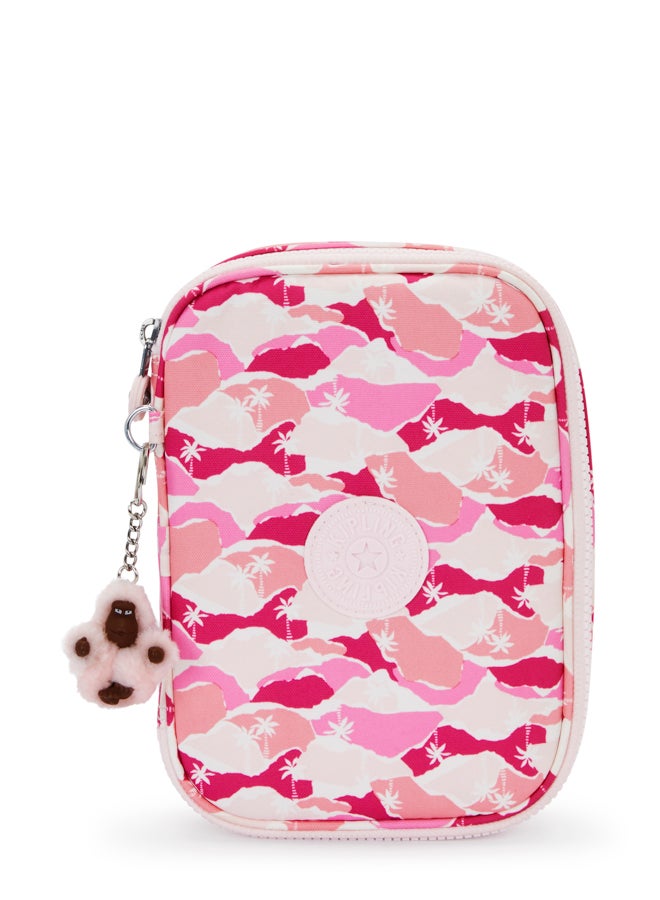 kipling 100 Pens Pink Palm Large Pencase I6002-1Bv - Image 1