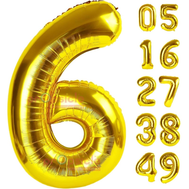 Propsicle 32 inch Birthday Foil 6 Number Helium Balloon Party Decoration Golden Pack of 1  6 Year No Balloons BirthdayAnniversary  Six Number - Image 2