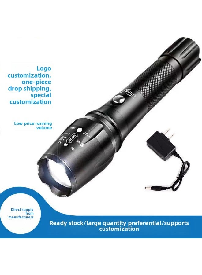 Flashlight Strong Light Charging Outdoor Super Bright Remote Zoom Super Long Endurance Multifunctional Portable Super Waterproof-Product Specifications:Two Electricity And One Charge + Car Clip  - Image 2