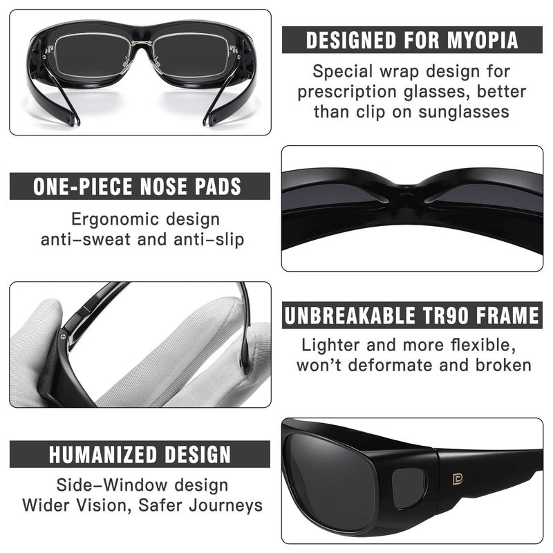 DUCO Fit Over Sunglasses Wraparound Sunglasses for Men Women Polarized Wear Over Sun Glasses UV Protection DC8965 - Image 4