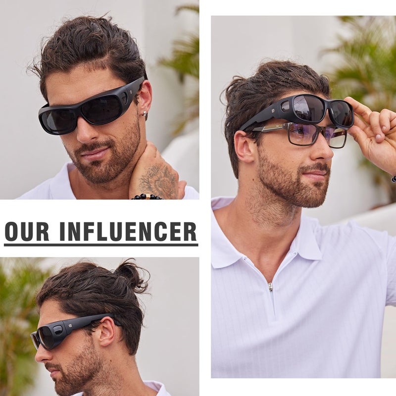 DUCO Fit Over Sunglasses Wraparound Sunglasses for Men Women Polarized Wear Over Sun Glasses UV Protection DC8965 - Image 2