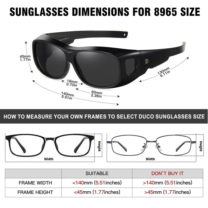 DUCO Fit Over Sunglasses Wraparound Sunglasses for Men Women Polarized Wear Over Sun Glasses UV Protection DC8965 - Image 3