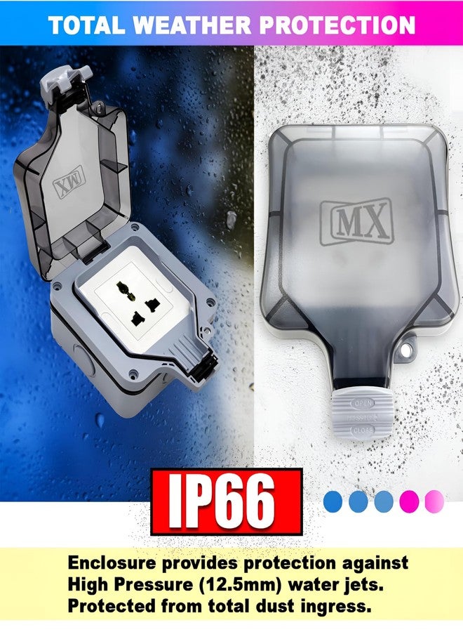 MX Outdoor Waterproof Outlet Box with 5m Extension Cord, IP66 Weatherproof Single 13A 250V Universal Socket, Lockable Cover, Wall-Mount Power Extension for Garden, Patio, Balcony - Image 4