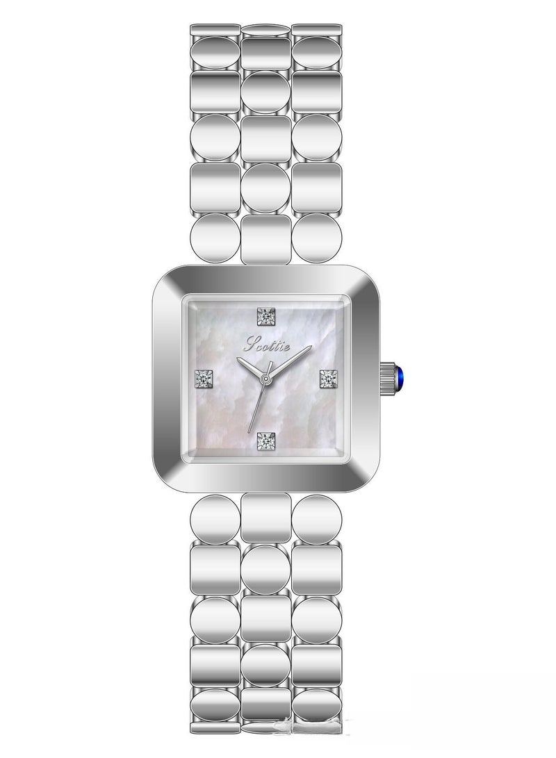Scotties New Bracelet Watch Women's Square Beimu Face High Beauty Women's Watch Steel Belt Watch  - Image 1