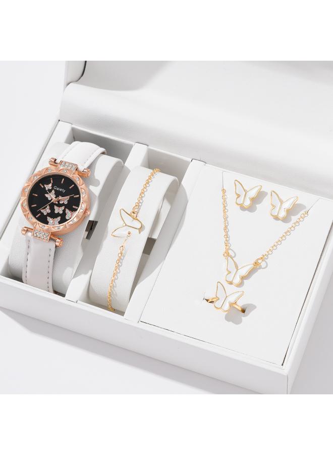 New Tiktok Popular Women's Watch Fashion Personality Simple Watch Butterfly Digital Belt Watch Set 