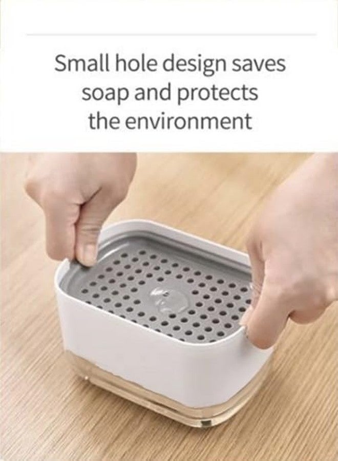 RANIC Plastic 2 in 1 Soap Dispenser for Kitchen with Sponge Holder 400 Ml,Hollow Design,Durable&Smooth Body Sink Dish Washing Soap Dispenser Set Sponge Holder Kitchen Sink Accessories Items (Multi) - Image 2