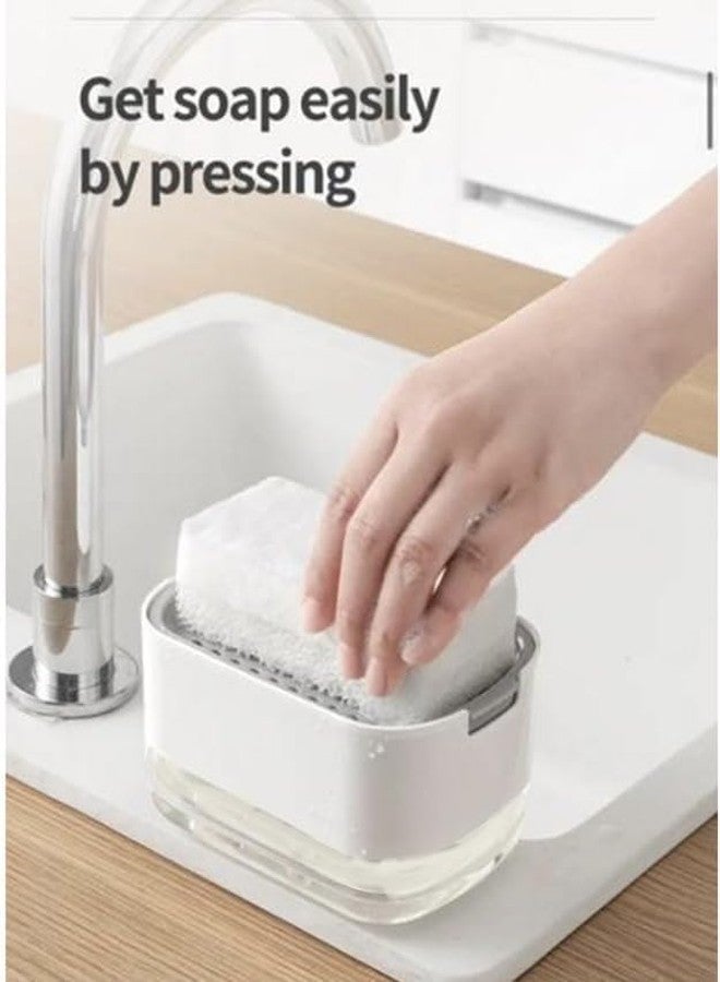 RANIC Plastic 2 in 1 Soap Dispenser for Kitchen with Sponge Holder 400 Ml,Hollow Design,Durable&Smooth Body Sink Dish Washing Soap Dispenser Set Sponge Holder Kitchen Sink Accessories Items (Multi) - Image 4