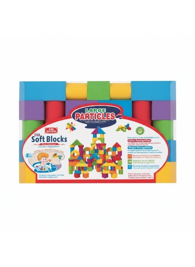 إيفا 61 قطعة من مكعبات بناء ملونة ناعمة ملونة من إيفا، ألعاب تكديس التعليم المبكر للأطفال، مكعبات بناء من الفوم للأطفال الصغار، مجموعة مكعبات بناء 61 3 سنوات فأكثر - Image 3