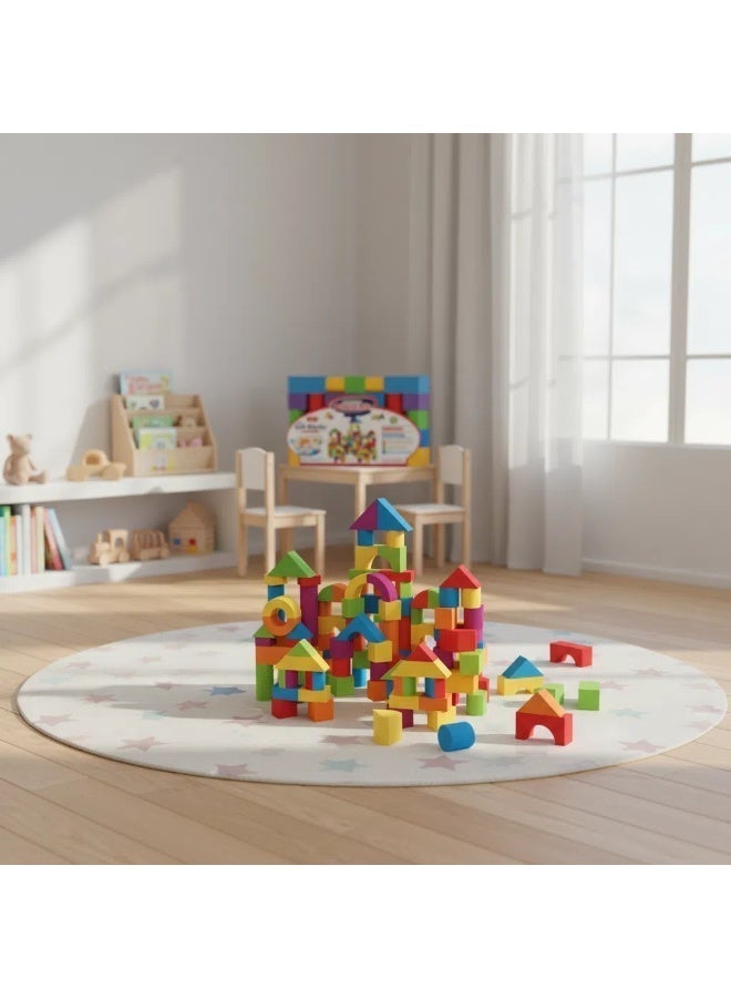 إيفا 61 قطعة من مكعبات بناء ملونة ناعمة ملونة من إيفا، ألعاب تكديس التعليم المبكر للأطفال، مكعبات بناء من الفوم للأطفال الصغار، مجموعة مكعبات بناء 61 3 سنوات فأكثر - Image 4