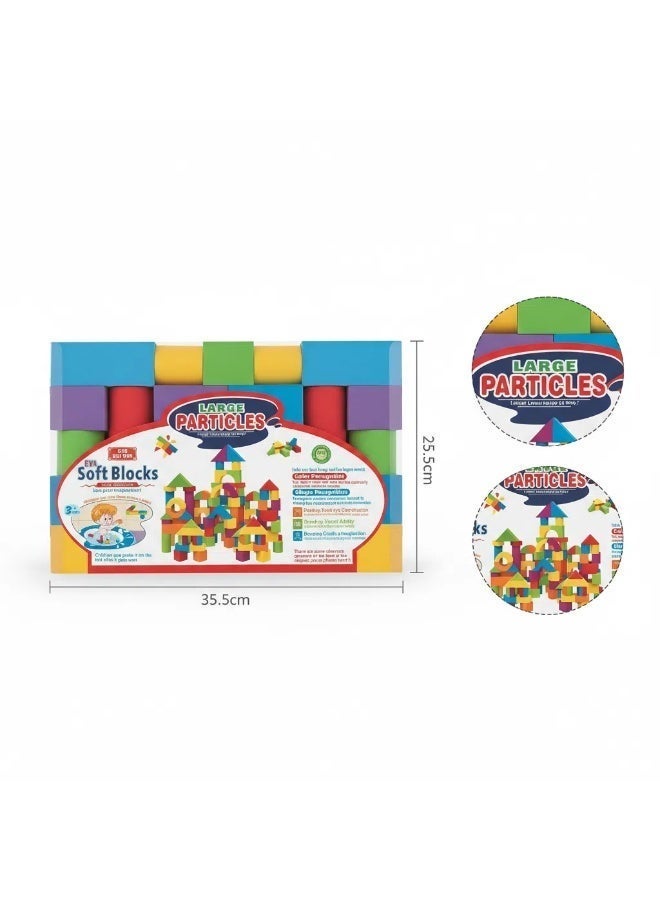 إيفا 61 قطعة من مكعبات بناء ملونة ناعمة ملونة من إيفا، ألعاب تكديس التعليم المبكر للأطفال، مكعبات بناء من الفوم للأطفال الصغار، مجموعة مكعبات بناء 61 3 سنوات فأكثر - Image 5