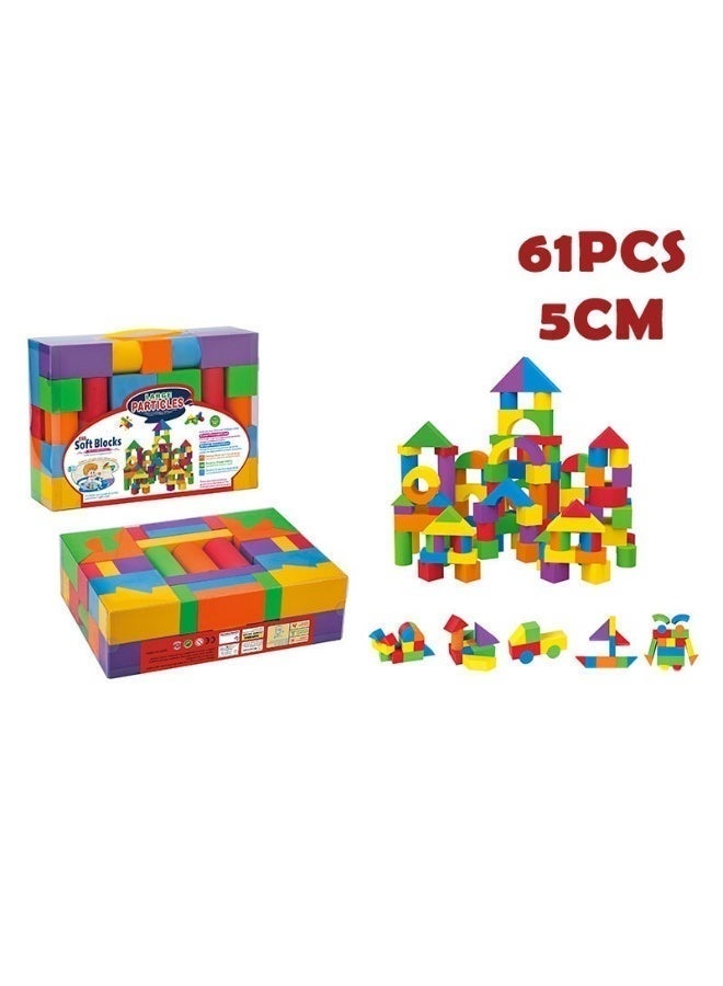 61 Piece Colorful Soft Building Blocks,Foam Building Blocks for Toddlers,Building Blocks 3+ years,Early Learning Stacking Toys for kids,Big Blocks - Image 2