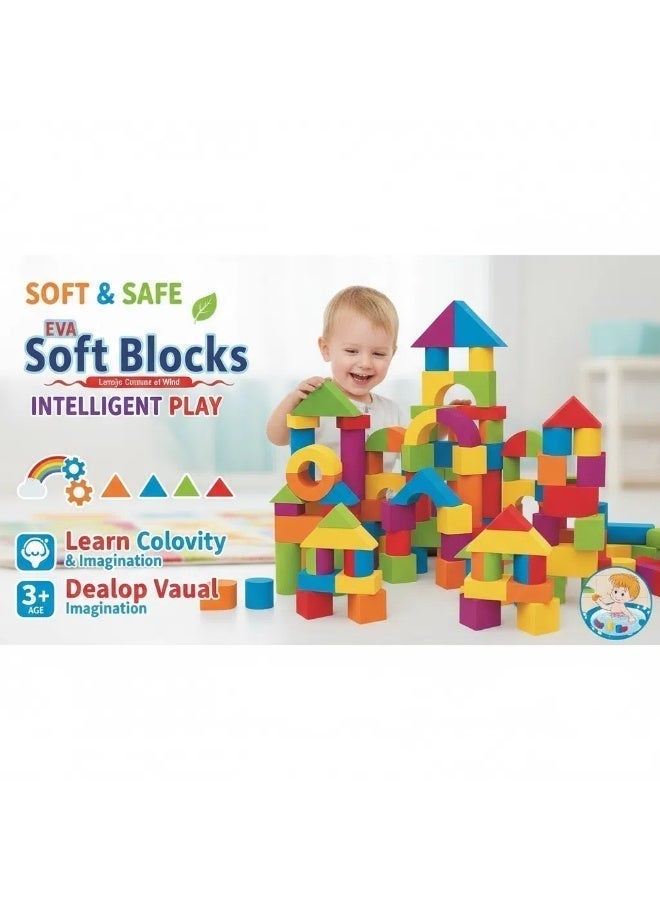 61 Piece Colorful Soft Building Blocks,Foam Building Blocks for Toddlers,Building Blocks 3+ years,Early Learning Stacking Toys for kids,Big Blocks - Image 1