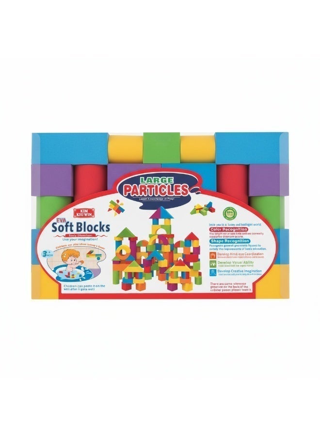 61 قطعة من مكعبات بناء ملونة ناعمة ملونة، مكعبات بناء من الفوم للأطفال الصغار، مكعبات بناء 3 سنوات فأكثر، ألعاب تكديس التعليم المبكر للأطفال، مكعبات كبيرة - Image 3