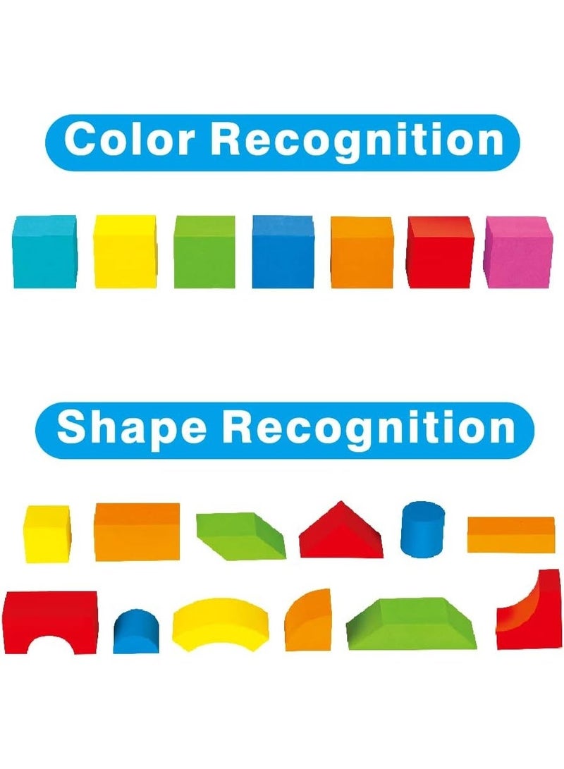 مكعبات بناء ناعمة، مجموعة من 61 قطعة من ألعاب الفرز والتكديس في 5 ألوان و9 أشكال، ألعاب أطفال كلاسيكية للبنات والأولاد من سن 3 سنوات فأكثر - Image 3