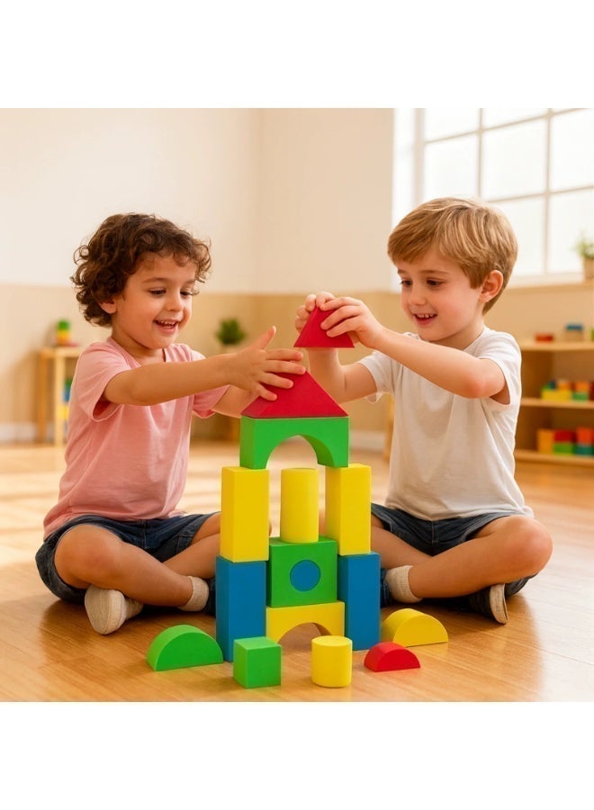 مكعبات بناء ناعمة، مجموعة من 61 قطعة من ألعاب الفرز والتكديس في 5 ألوان و9 أشكال، ألعاب أطفال كلاسيكية للبنات والأولاد من سن 3 سنوات فأكثر - Image 5
