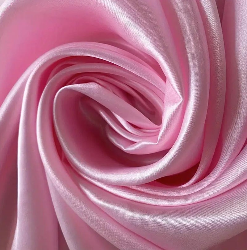 RR DESIGN Plain Silky Satin Dress/Pillow Cover/scrunches Fabric Plain Material Silk and Shine Fabric Material (Width:- 44")(White,1 Meter) (Baby Pink) - Image 1