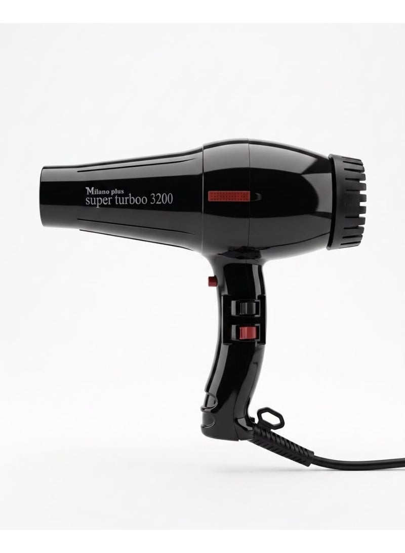 Milano Plus Hair Dryer Milano Plus Super Turbo Professional  1800W – High-Power Salon Blow Dryer with Hot & Cool Air Settings | Fast Drying | Lightweight | For Home & Professional Use - Image 1