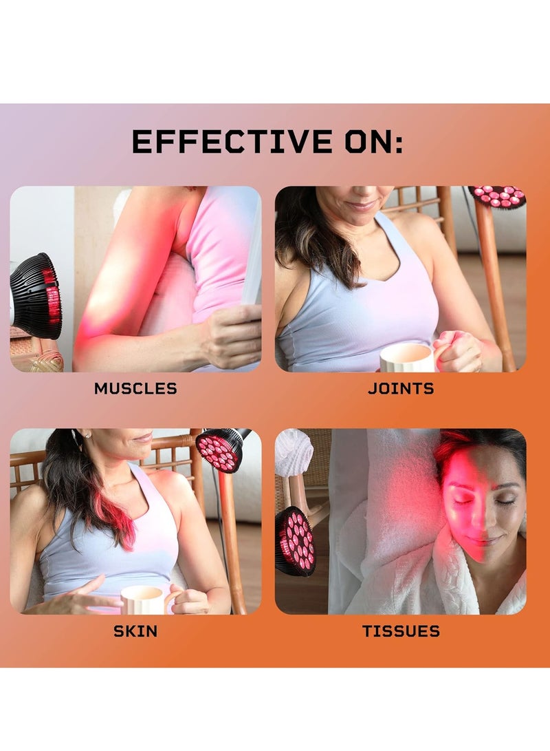KASTWAVE مصباح العلاج بالضوء الأحمر والأشعة تحت الحمراء، مصابيح العلاج بالأشعة تحت الحمراء مع حامل، لمبة العلاج بالضوء الأحمر بالأشعة تحت الحمراء مع مصباح برباط، العلاج بالضوء الأحمر المنزلي للجسم، تخفيف الألم المزمن، صحة البشرة، التعافي - Image 5