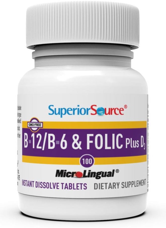 Superior Source No Shot Vitamin B-12 Cyanocobalamin 1000 mcg, B-6, Folic Acid & Vitamin D-3 1000 IU - Supports Energy, Brain, Heart, & Bone Health - 100 Sublingual Dissolving Tablets  - Image 3