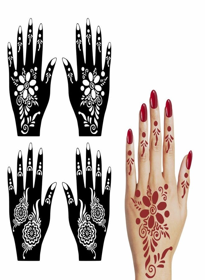 ORDERSHOCK Floral Mehndi Stencil Sticker Combo For Traditional For Girls & Women Palm And Finger Design Pack Of 2 - Image 2