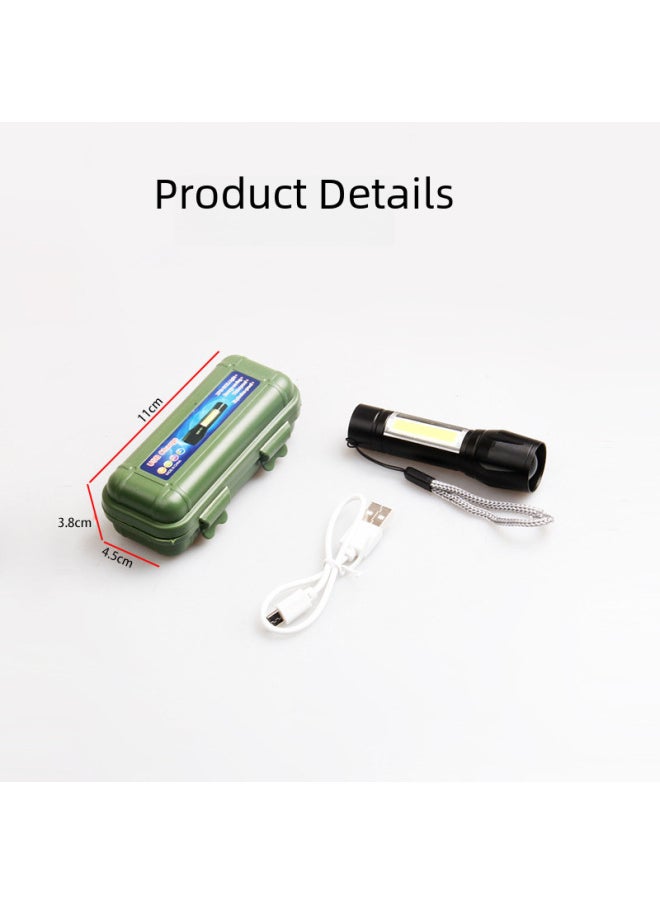 Generic High-power Usb Rechargeable Zoomable Led Flashlight Cob Side Light Mini 511 Outdoor Lighting Torch-Color:811 Zoom Black Boxed  - Image 5