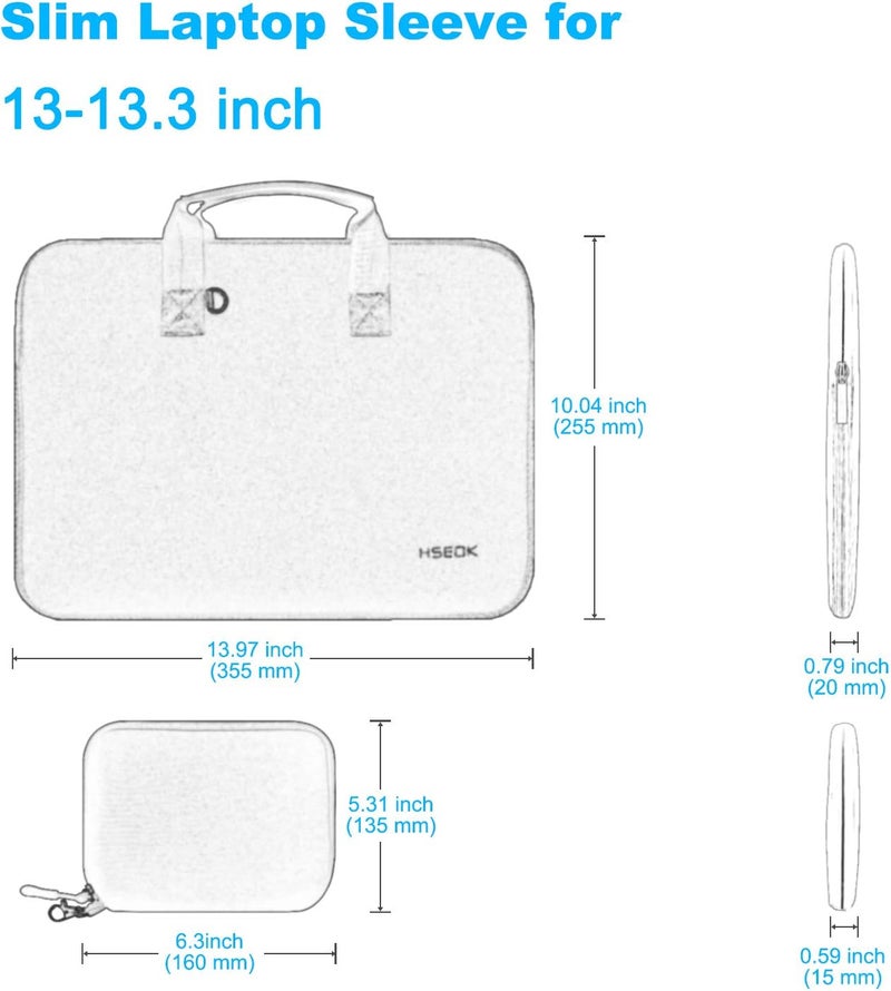 هسيوك حقيبة L02G03 مقاس 13-13.3 بوصة لـ MacBook Pro 14 بوصة M5/M4/M3/M2/M1 وجميع موديلات MacBook Air/Pro 13 بوصة، XPS 13/14، حقيبة كمبيوتر محمول مقاومة للماء مع حقيبة صغيرة - Image 2