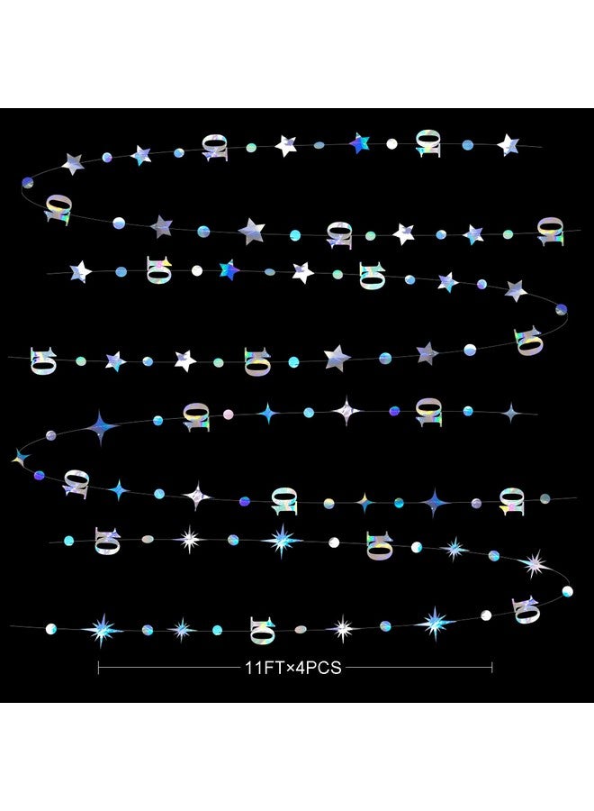 pinkblume Iridescent 10th Birthday Decorations Number 10 Circle Dot Twinkle Star Garland Metallic Hanging Streamer Bunting Banner Backdrop for Girls Boys Ten Year Old Birthday 10th Anniversary Party Supplies - Image 2