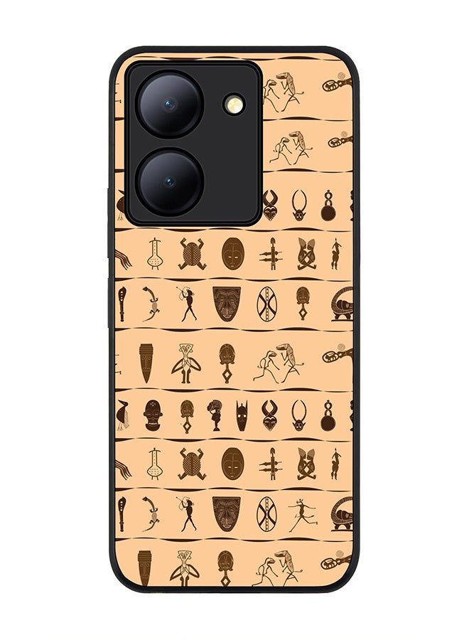 Stylizedd Rugged Black Edge case for Vivo Y36 / Vivo Y36 5G, Slim fit Soft Case Flexible Rubber Edges Anti Drop TPU Gel Thin Cover - Tribal Hieroglyphics - Image 1