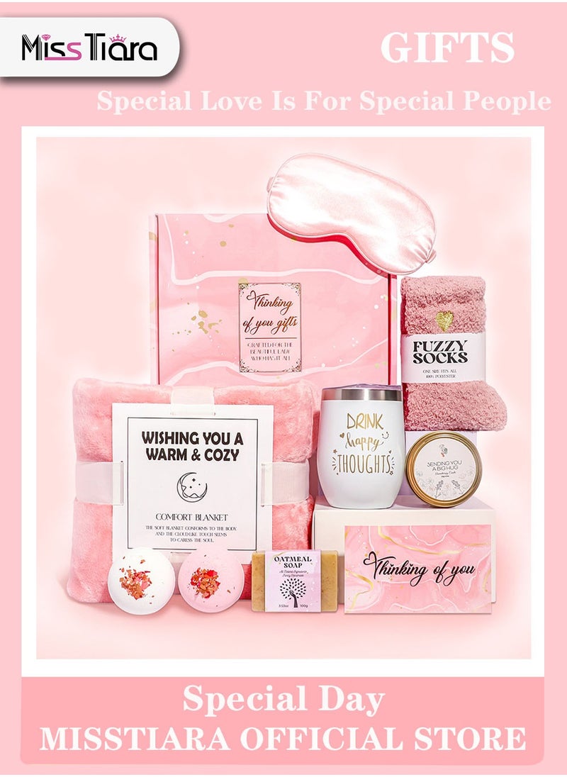 MissTiara Gift Basket for Women - Birthday Gift Box, Get Well Soon Gift Set Contains 10 Inspirational Gifts, Relaxing Spa Treatment Package for Women, Bestie Friendship, Female Friend Gift  - Image 1