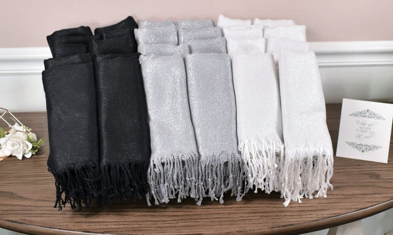 Achillea Sparkling Metallic Evening Shawl Wrap Scarf for Wedding Prom Party Dress 80" x 27" (Silver) - Image 5