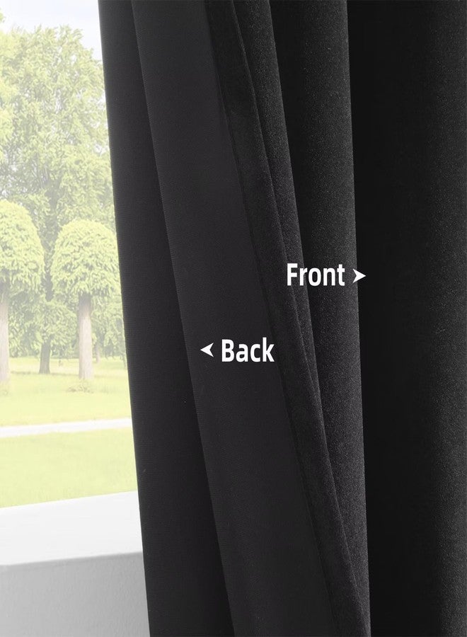 Joydeco Black Velvet Curtains 102 inch Length 2 Panels, Luxury Blackout Rod Pocket Thermal Insulated Window Curtains, Super Soft Room Darkening Drapes for Living Dining Room Bedroom,W52 x L102 inches - Image 4