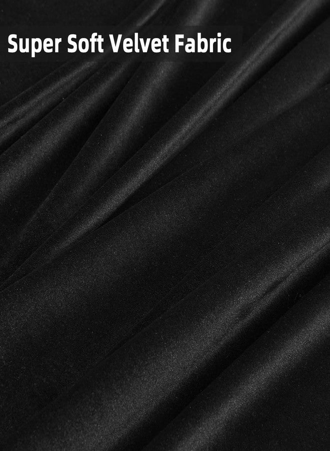 Joydeco Black Velvet Curtains 102 inch Length 2 Panels, Luxury Blackout Rod Pocket Thermal Insulated Window Curtains, Super Soft Room Darkening Drapes for Living Dining Room Bedroom,W52 x L102 inches - Image 5