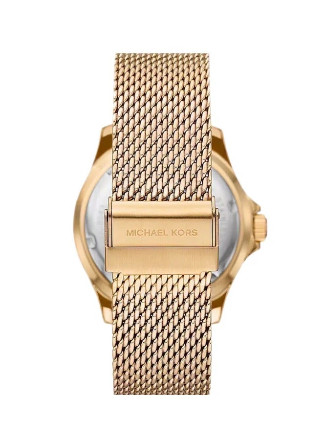 MK Everest Chronograph Gold Dial Gold Mesh Strap Watch For Men - 9083 - Image 2
